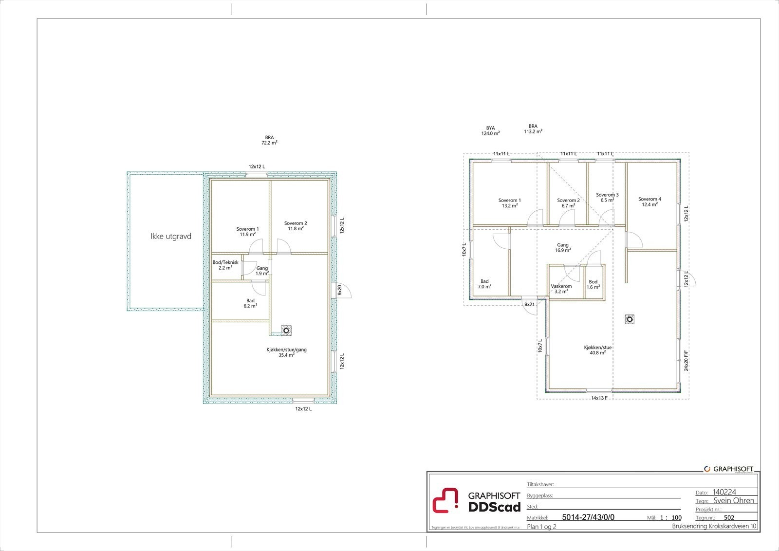 Planskisse sokkel- og første etasje Galleribilde
