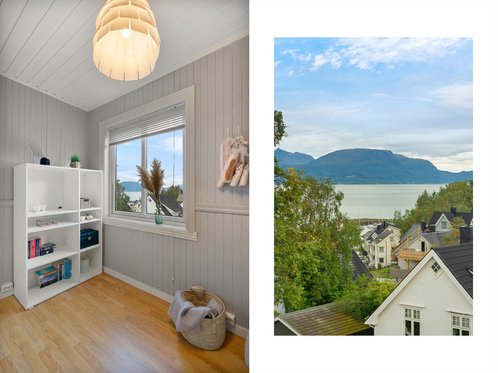 Soverom 2 - her er det plass til både seng og oppbevaring - fra soverommet kan du nyte vakker utsikt mot fjord og fjell, denne utsikten får du ikke hvor som helst! Galleribilde