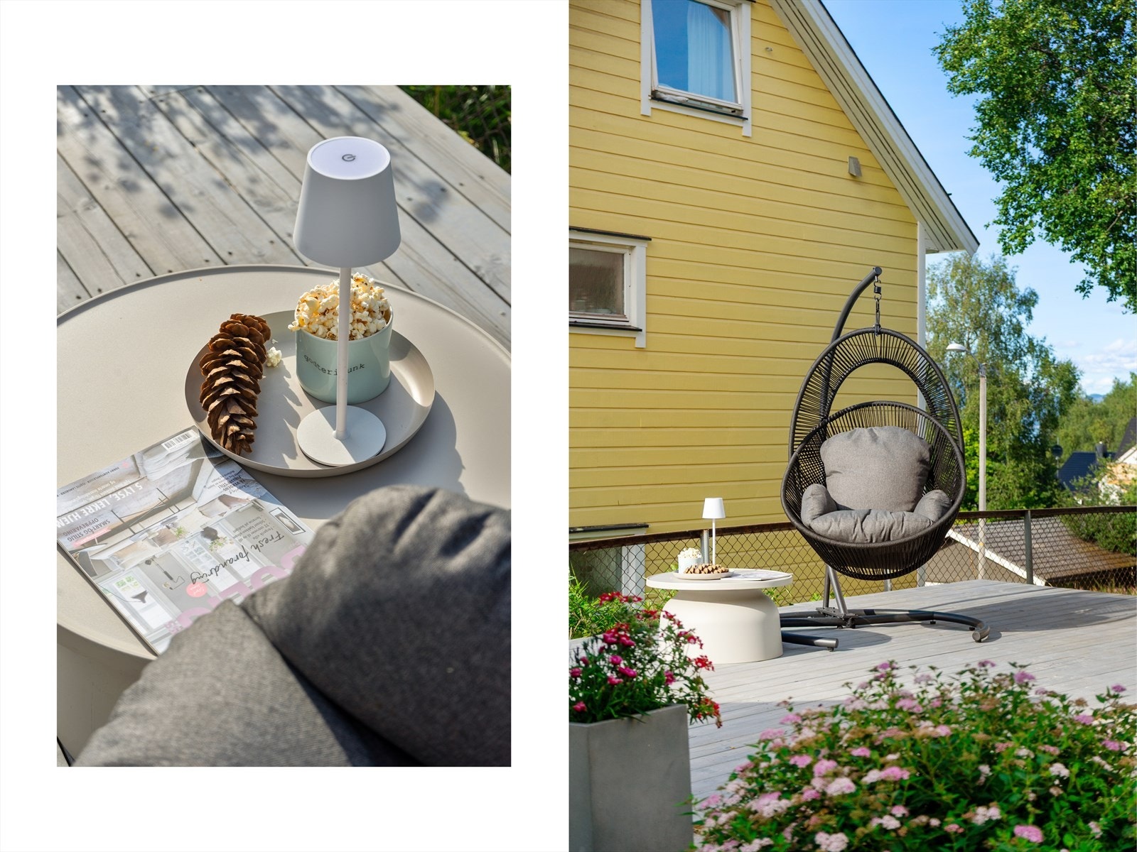 Detaljrikt og innbydende uteområde med hyggelige soner Galleribilde