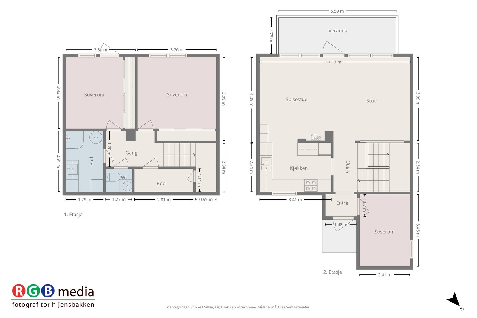 Plantegning begge etasjeplan Galleribilde