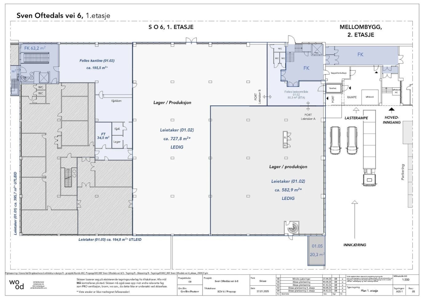Arealene er markert med ledig. Galleribilde