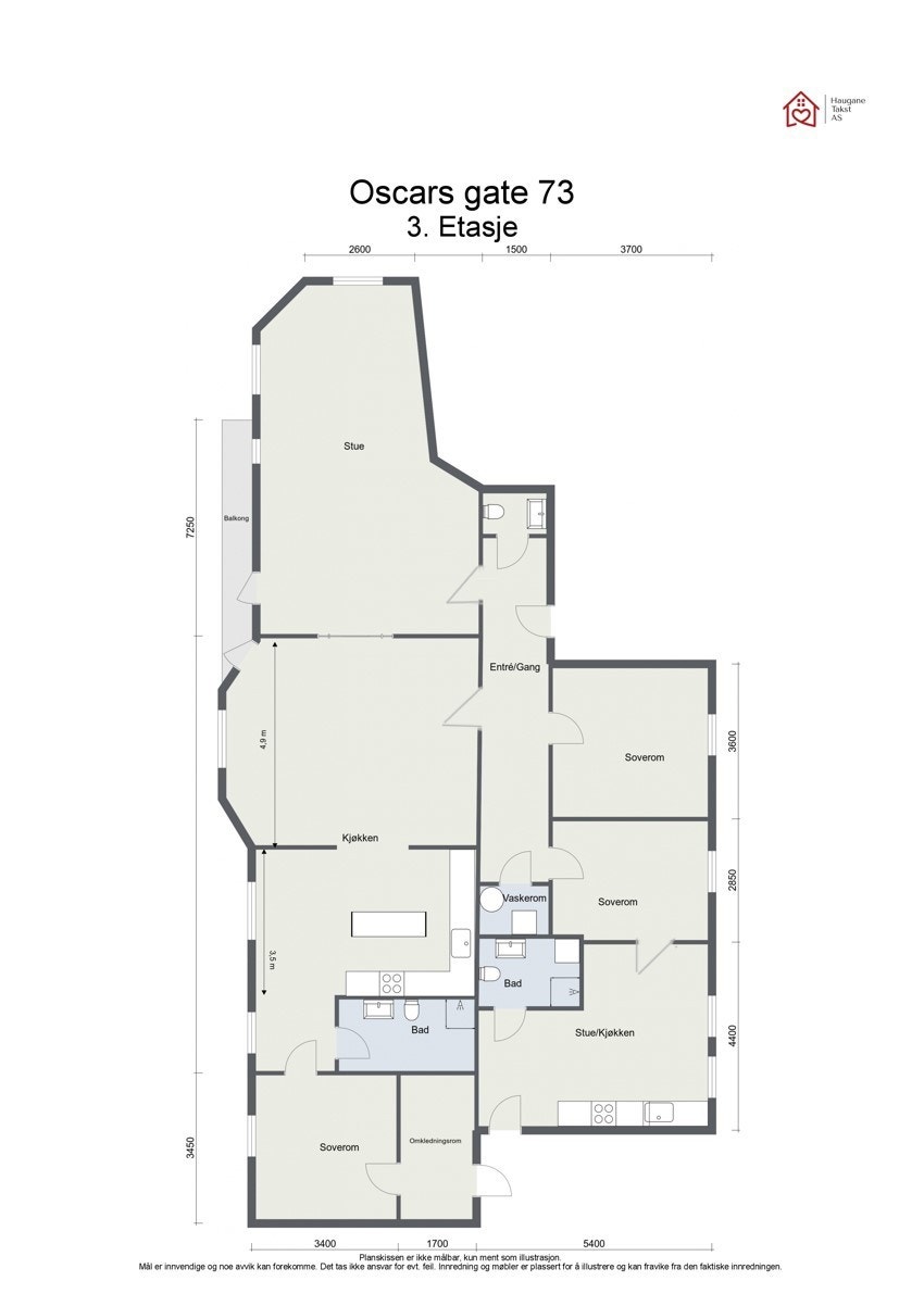 Leilighetens planløsning