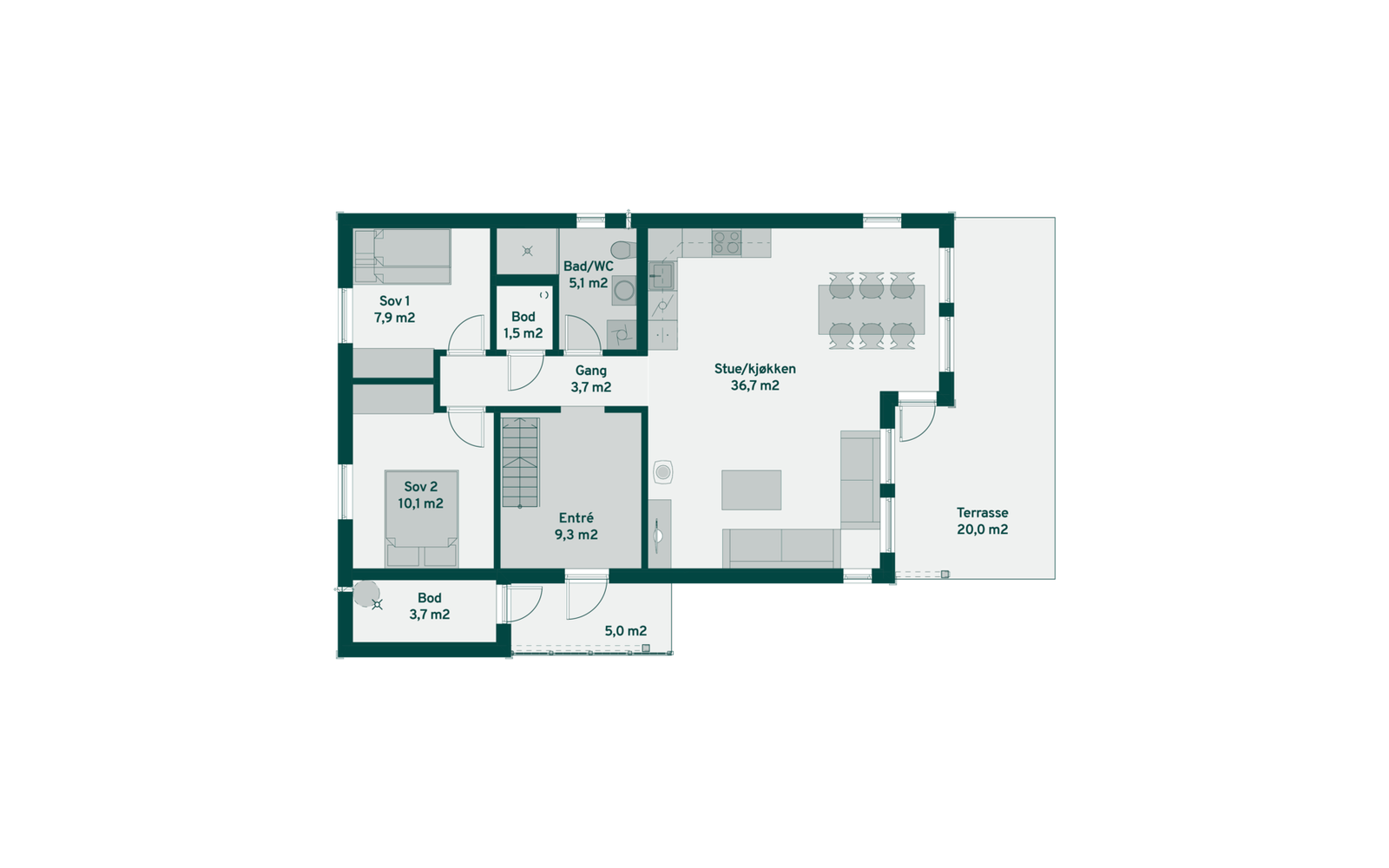 Plantegning hovedplan Furutangen 85 Galleribilde