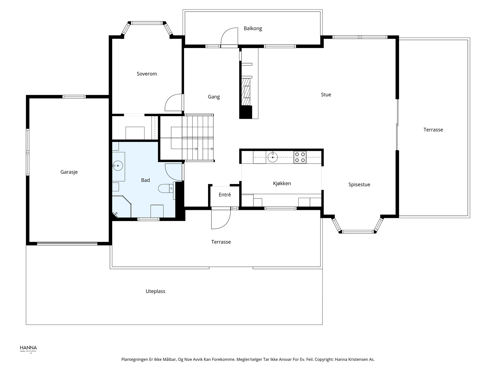 Plantegning av 1.etasje og garasje Galleribilde