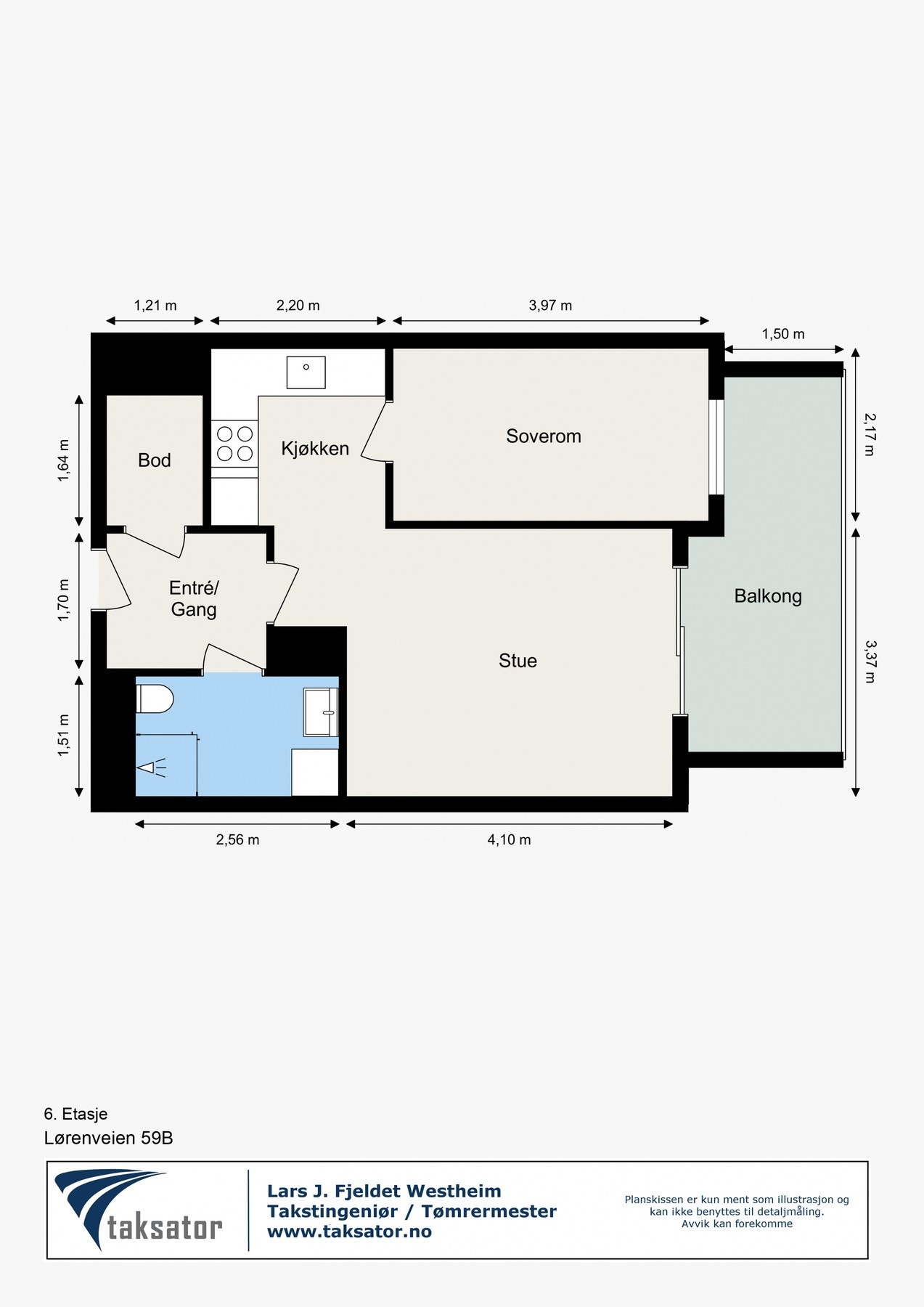 - Plantegning. Leiligheten disponerer en bod i kjeller på ca. 6kvm - Galleribilde