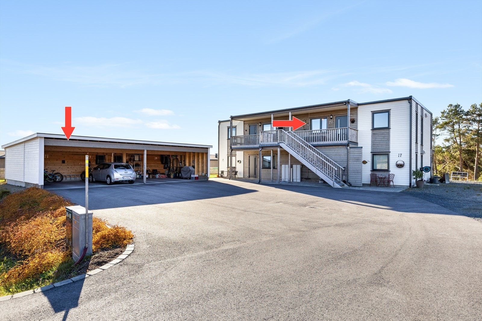 Carport og leilighet markert Galleribilde