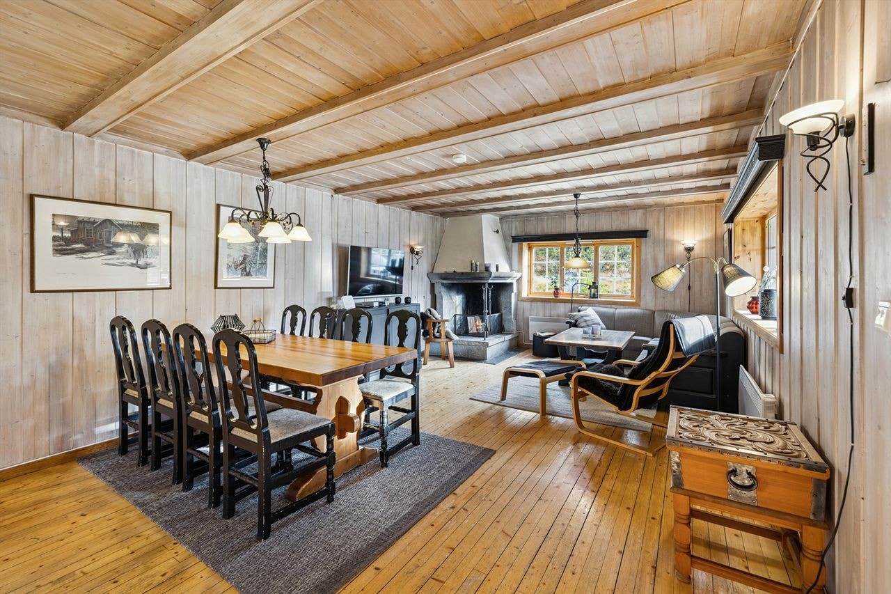 Stuen er et romslig samlingspunkt med plass til både sofagruppe og spisebord. Galleribilde