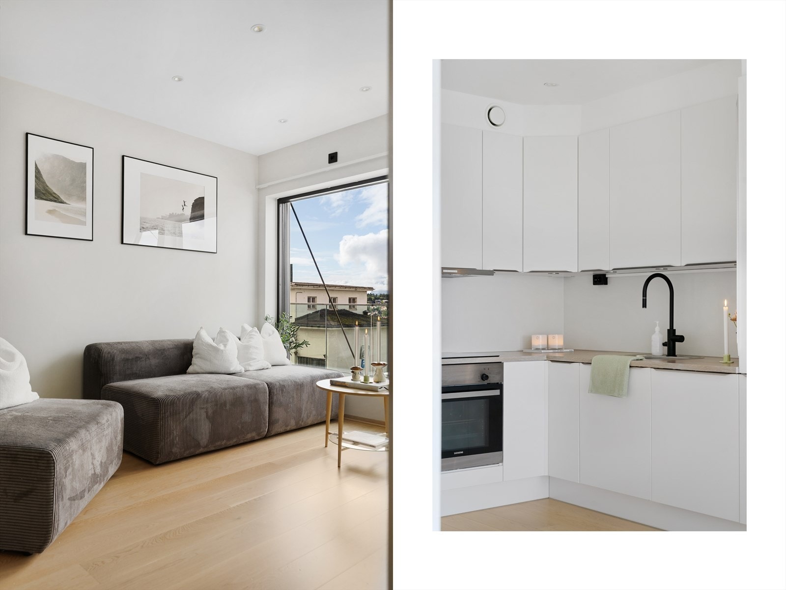 Åpen kjøkkenløsning som binder sammen stue og kjøkken på en elegant måte Galleribilde