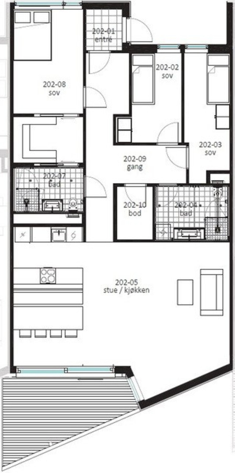 Plantegning leilighet 202 i Vangberg 4 E. Galleribilde