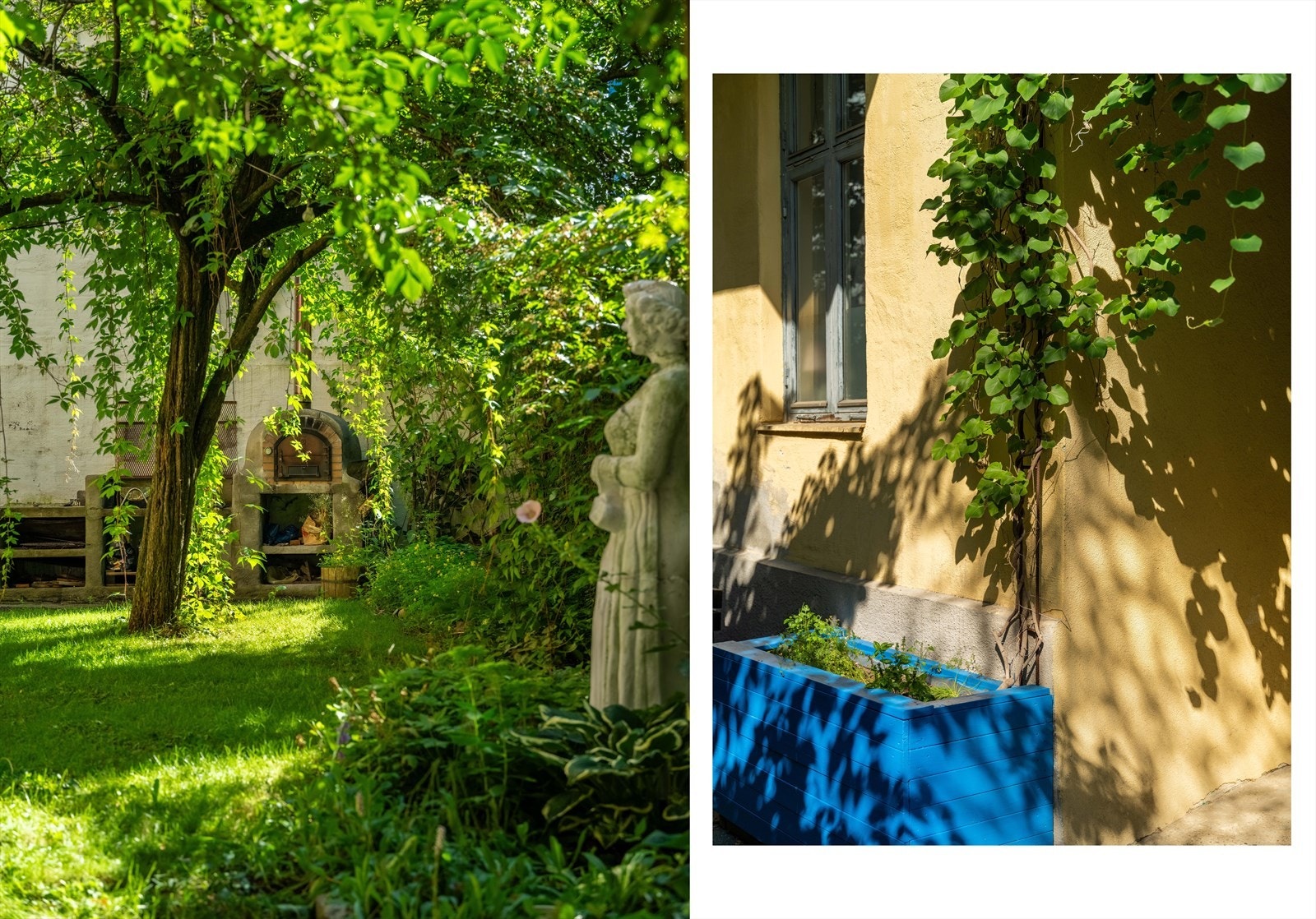 Bakgården blir mye brukt og det er vanlig å invitere med naboene når man er ute og griller eller steker pizza. Galleribilde