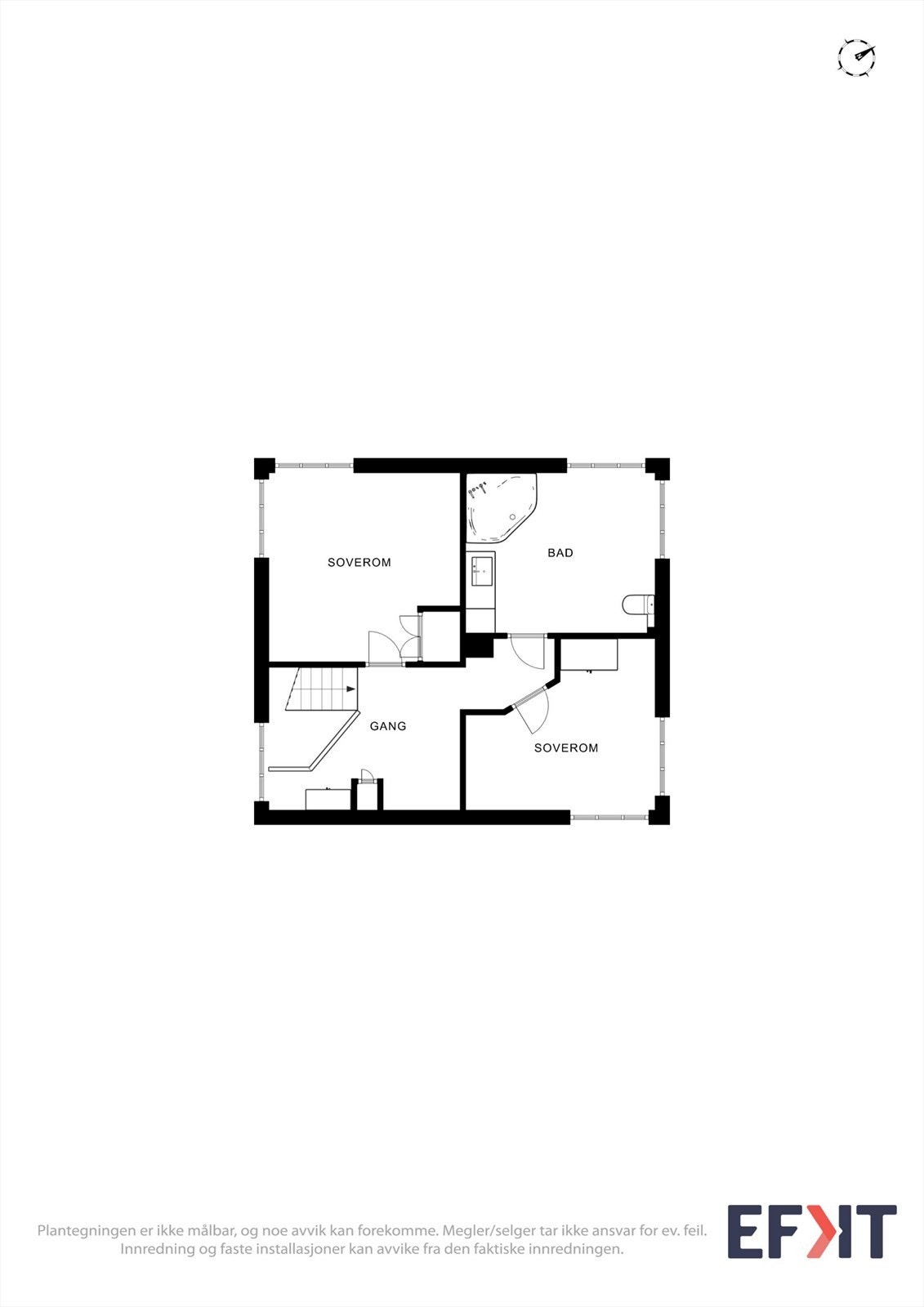 Andre etasje består av to soverom og et bad. Galleribilde