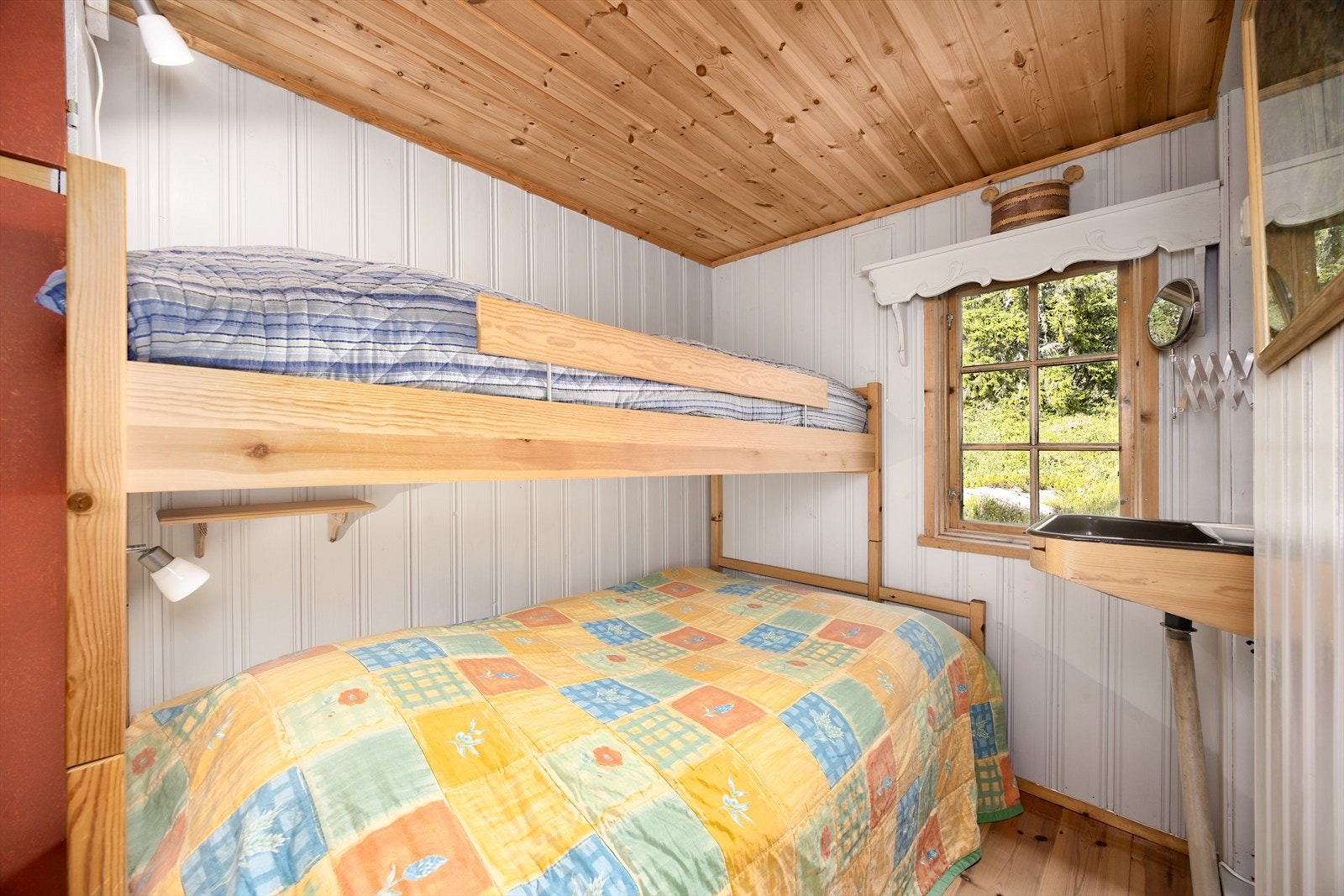 Soverommet rett ved kjøkkenet. Plass til 3, skapplass og stelle-seg-krok med utslagsvask. Galleribilde