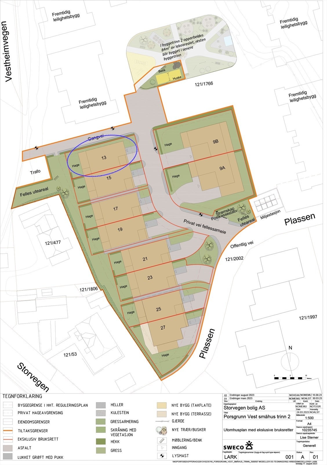 Utomhusplan - sirkel viser boligens plassering. Galleribilde