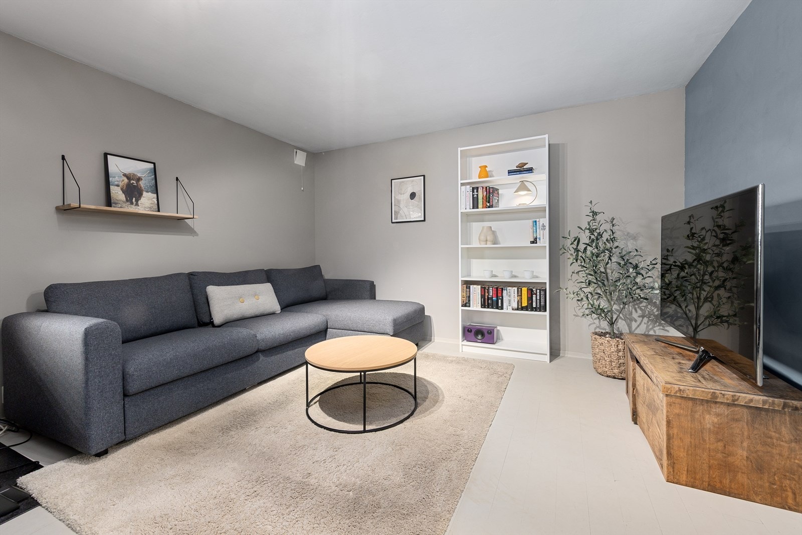 Flott kjellerstue med plass for en trivelig sofakrok og tv. Den perfekte plassen når en ønsker å trekke seg litt tilbake. Galleribilde