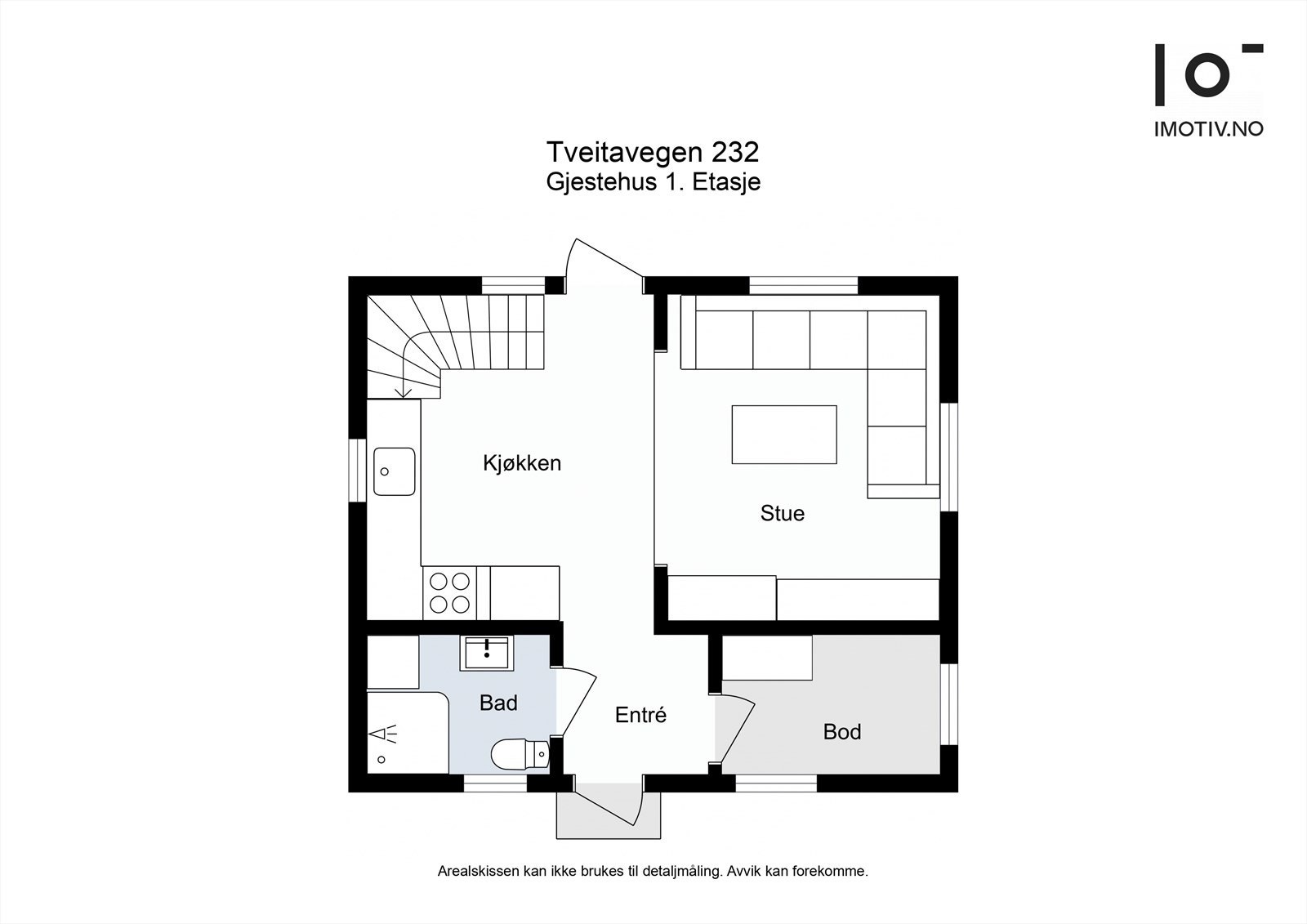 Plantegning gjestehus 1. etasje. Galleribilde