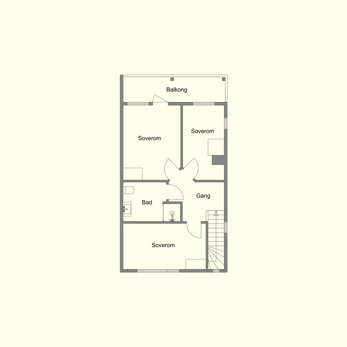 God planløsning i andre etasje. Galleribilde