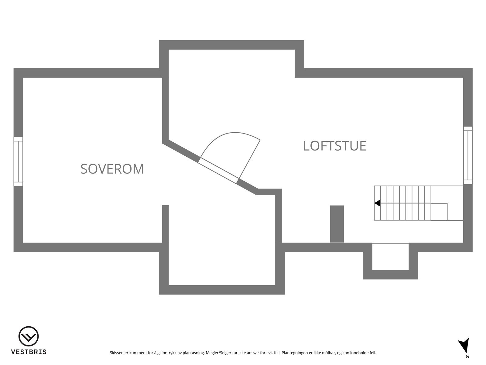 Plantegning av loftsetasjen. Galleribilde