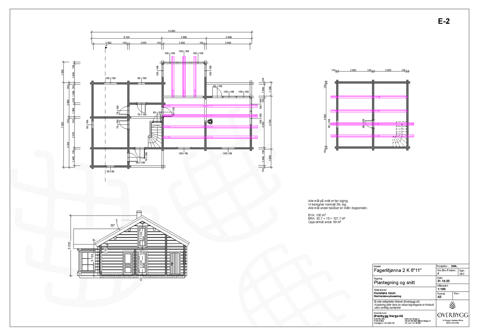Plantegning og snitt Galleribilde