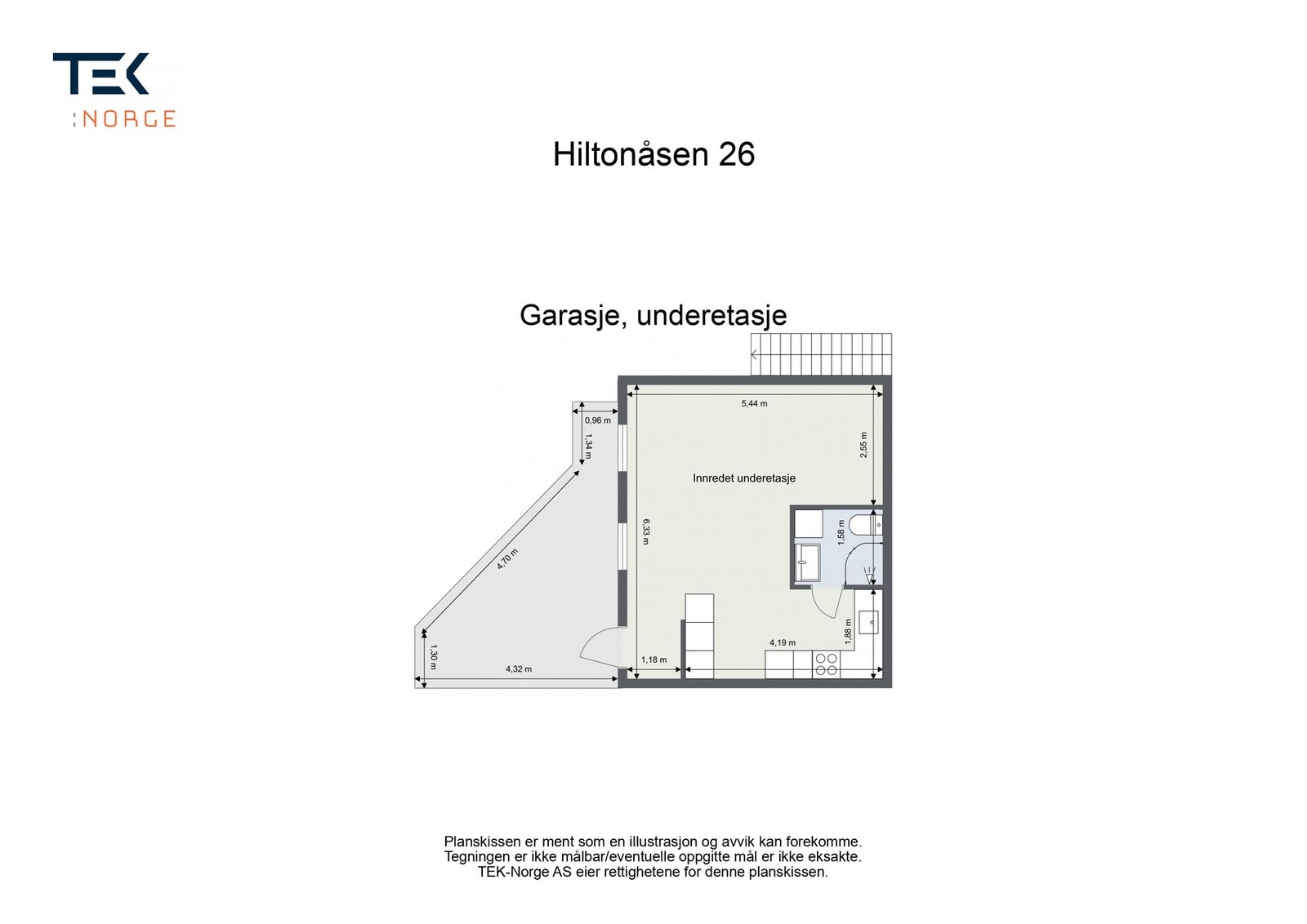 Plantegning Hiltonåsen 26, Garasje, underetasje Galleribilde