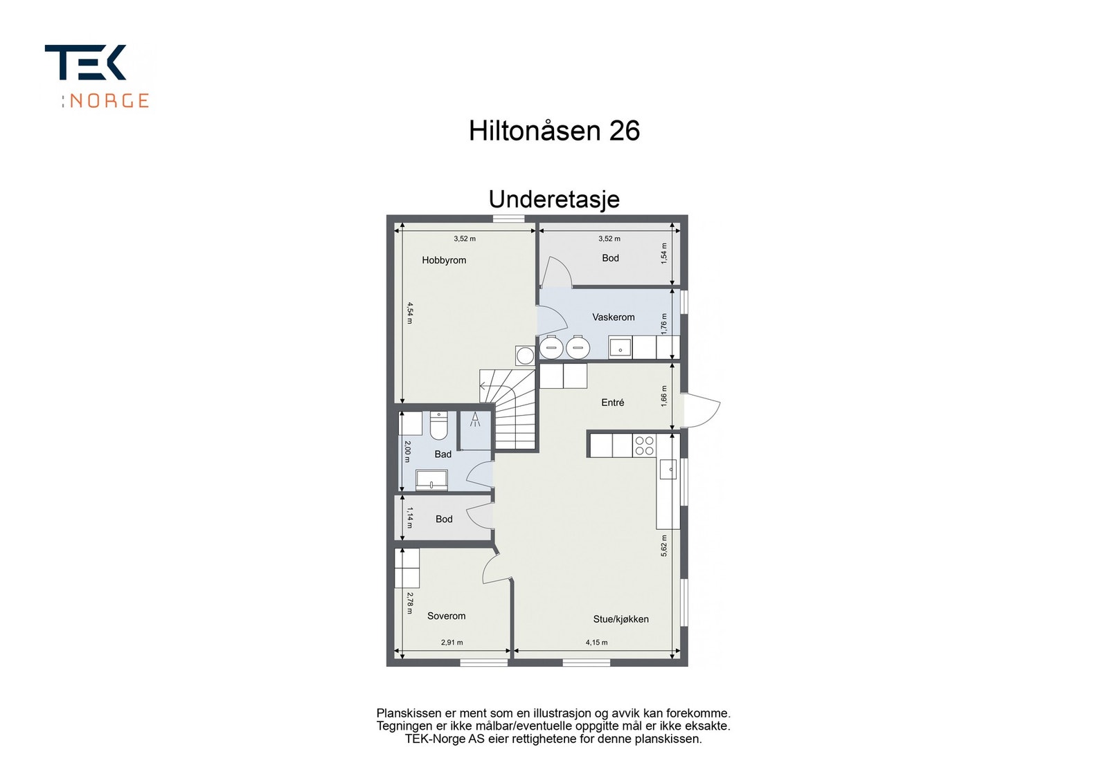 Plantegning Hiltonåsen 26, underetasje Galleribilde