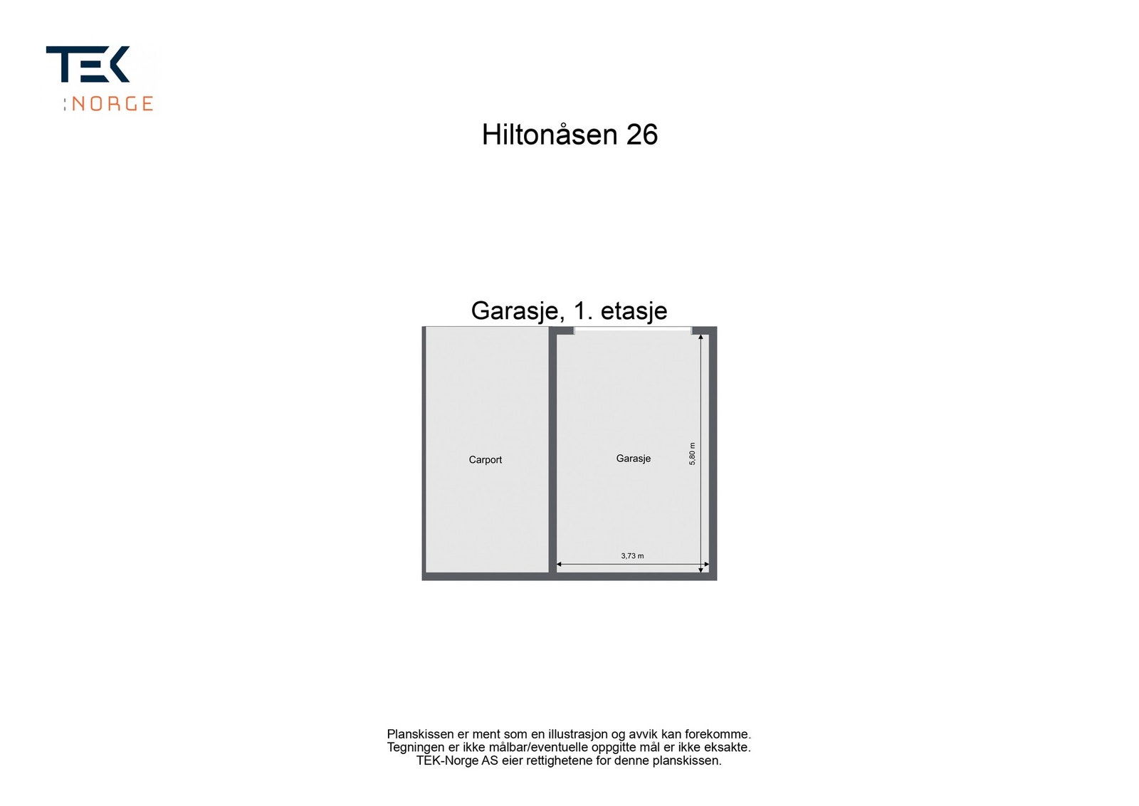 Plantegning Hiltonåsen 26, Garasje, 1. etasje Galleribilde