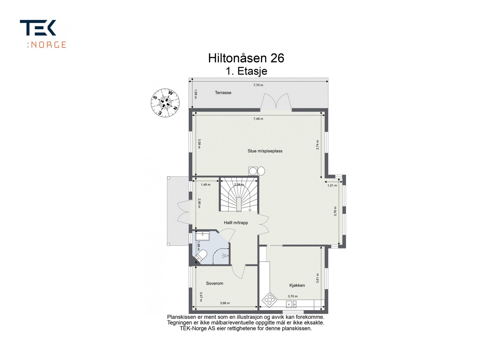 Plantegning Hiltonåsen 26, 1. etasje Galleribilde