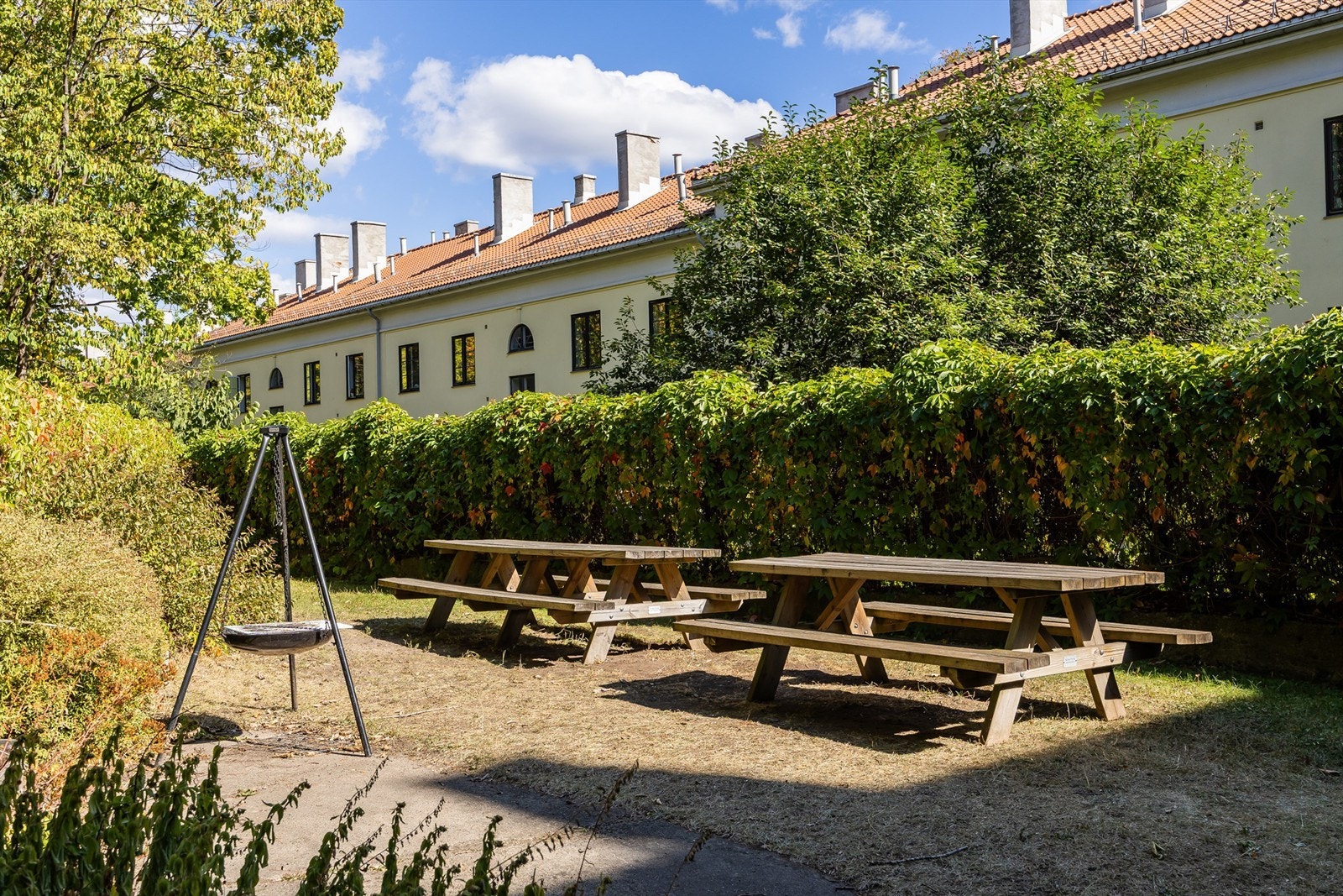 Uteområde i bakgården med bålpanne. Galleribilde