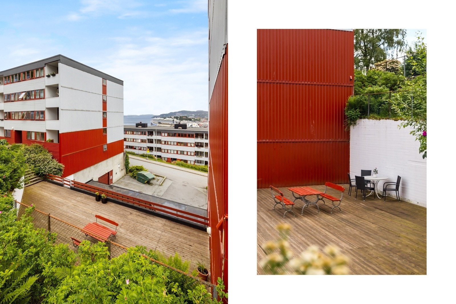Det er en stor felles terrasse mellom nr 6 og nr 8 Galleribilde