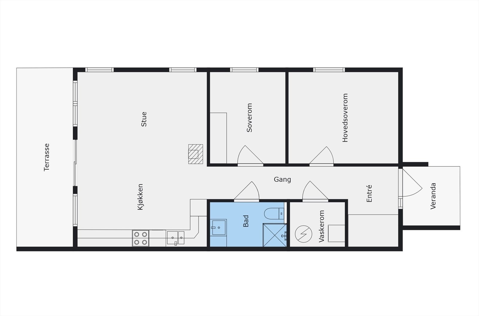 Plantegningen er en ikke målbar illustrasjon, og avvik kan forekomme. Galleribilde