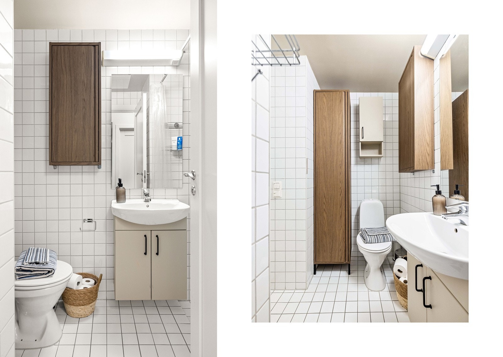 Badet er opprinnelig fra 2004, og ble oppgradert med nytt veggskap og høyskap i 2025. Galleribilde