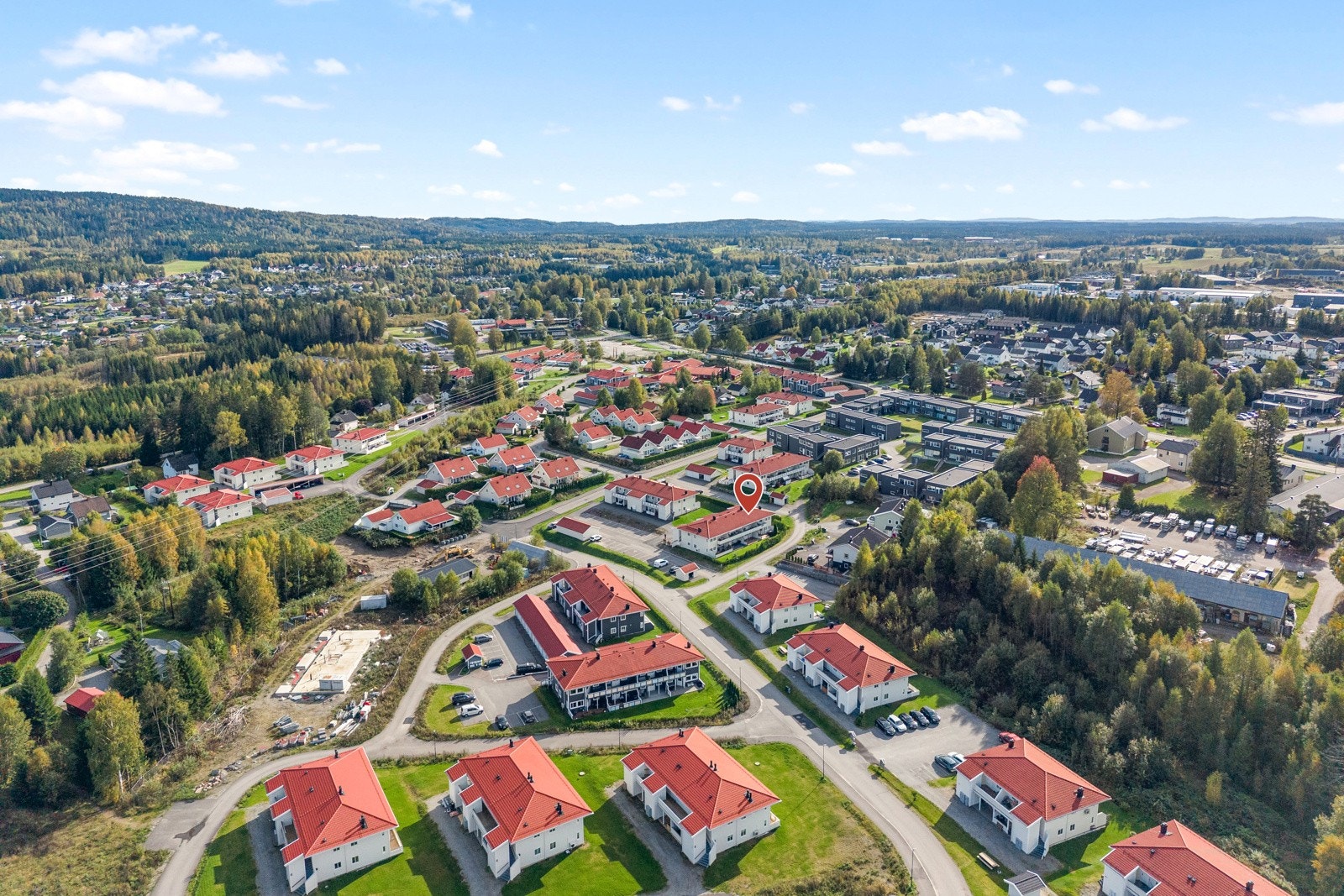 Dronebilde over nærområdet. Galleribilde