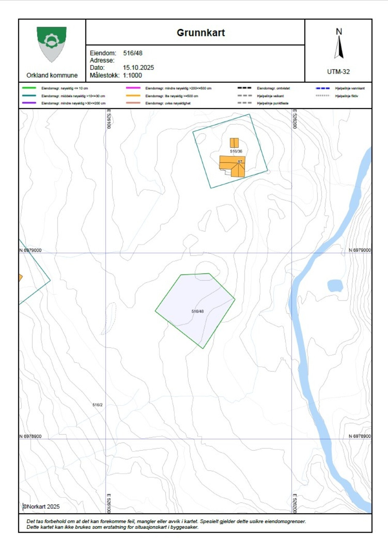 Kart med eksakte tomtegrenser Galleribilde