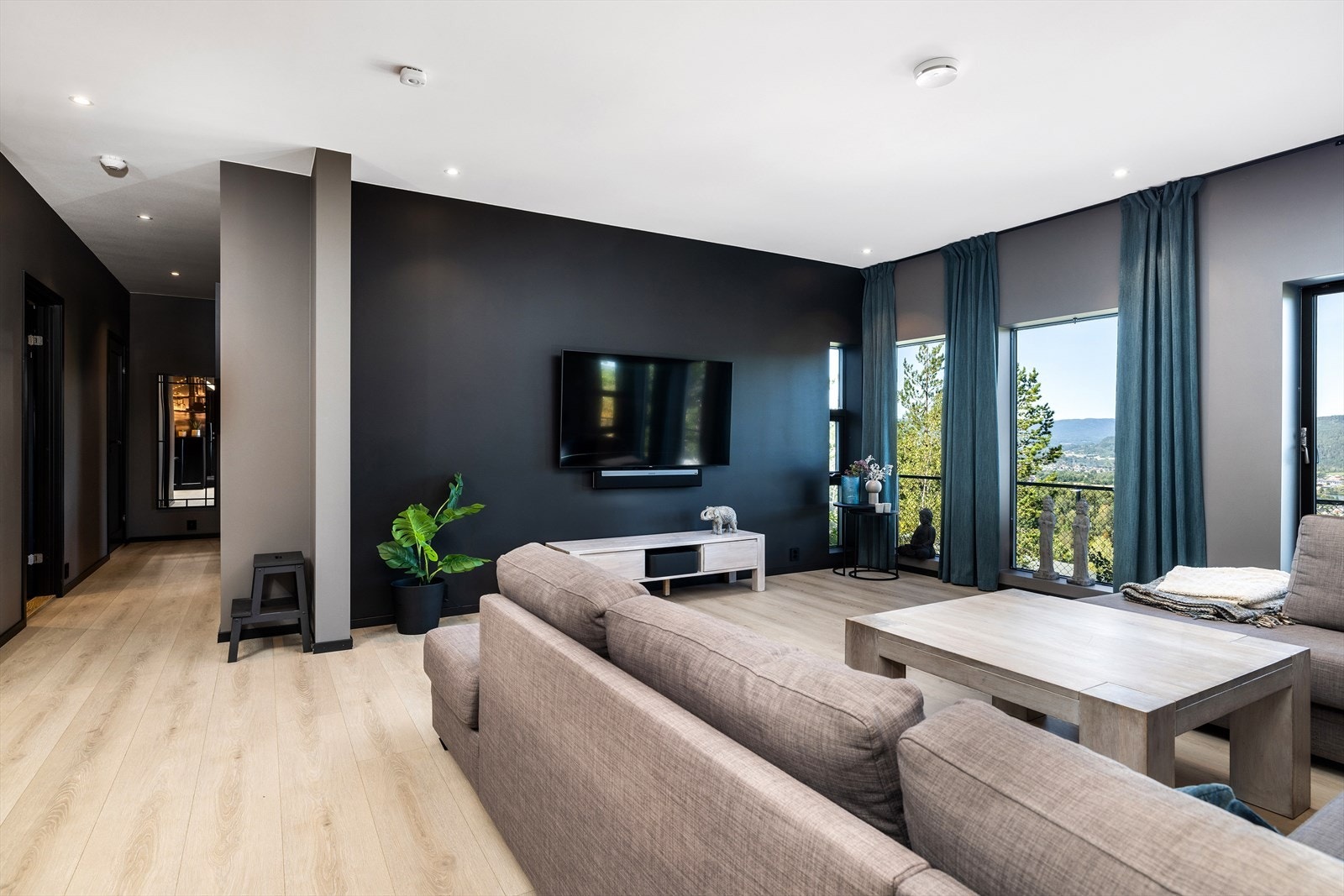 Fra tv-stuen er det utgang til uteområdet. Galleribilde