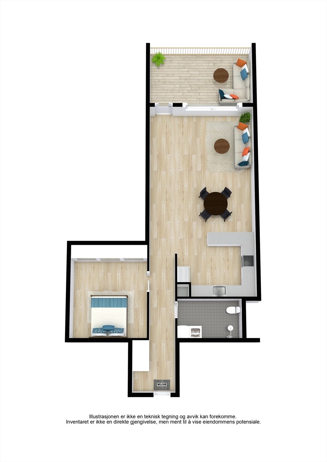 Valhallveien 3b - 3D - 1. Floor - Letterhead Galleribilde