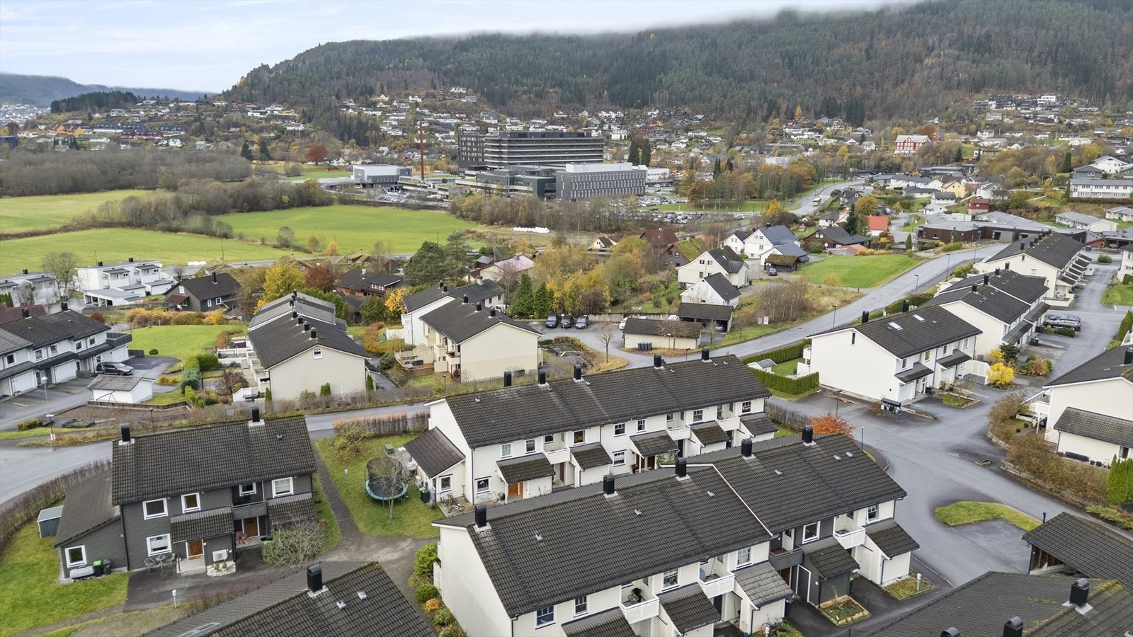 Både fly- og bybussen stoggar like ved. Galleribilde