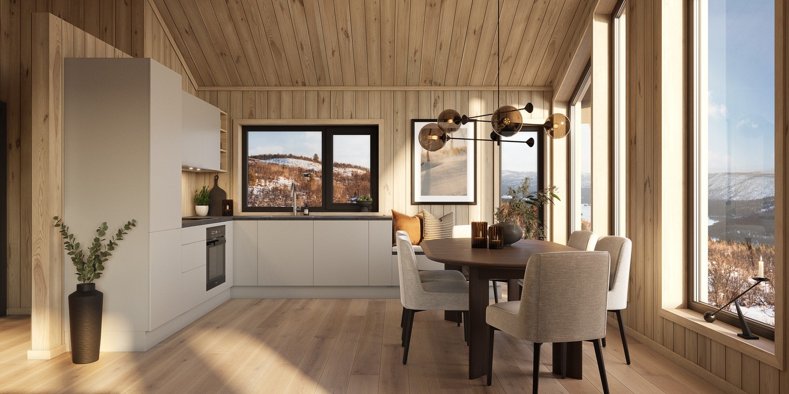 Kjøkkenet er utformet slik at du vil få glede av utsikten også under matlagingen (illustrasjon, avvik kan forekomme) Galleribilde