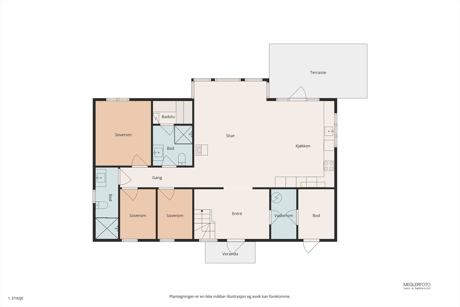 Planskisse over hovedplanet i hytta. Galleribilde