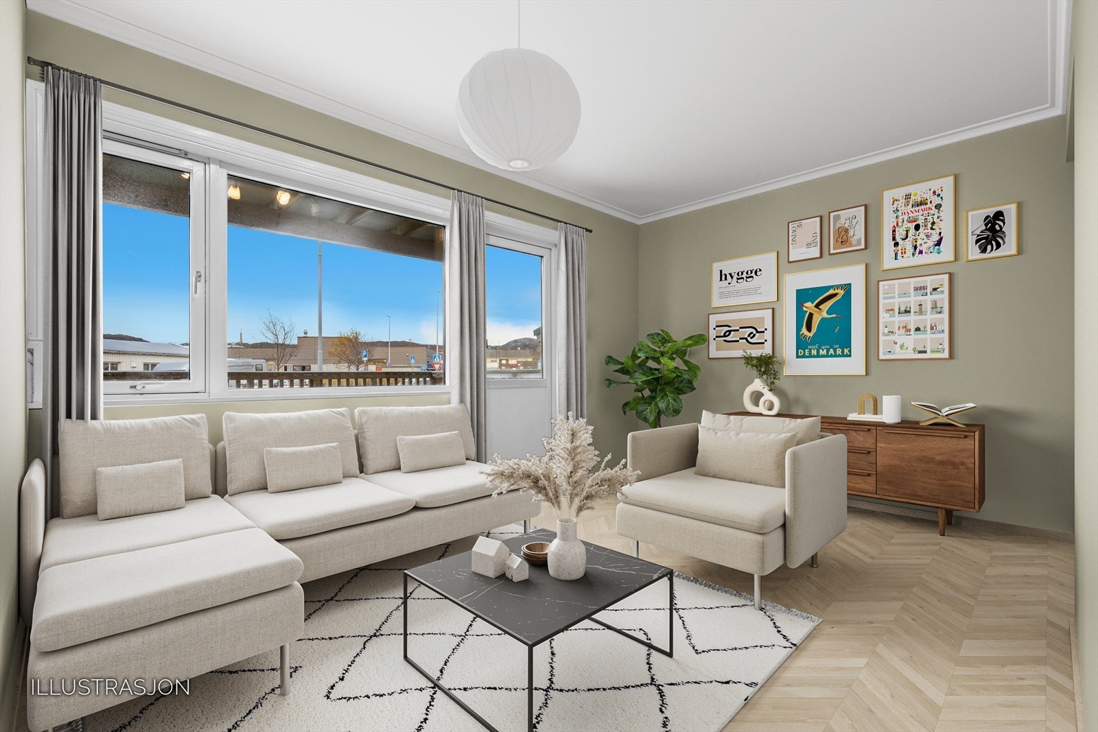 Illustrasjon - Digital oppusset/møblert Galleribilde