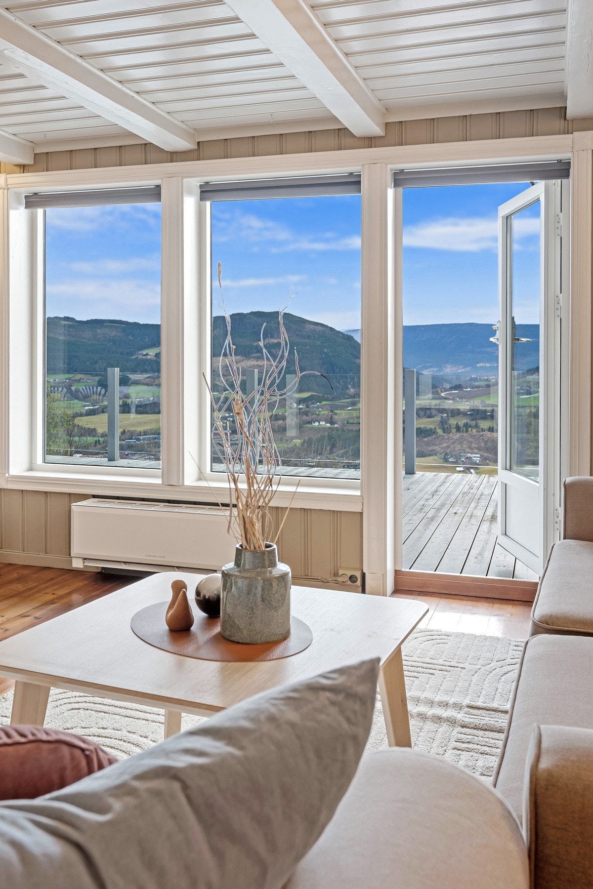 Flott utsikt over dalen fra vinduene. Galleribilde