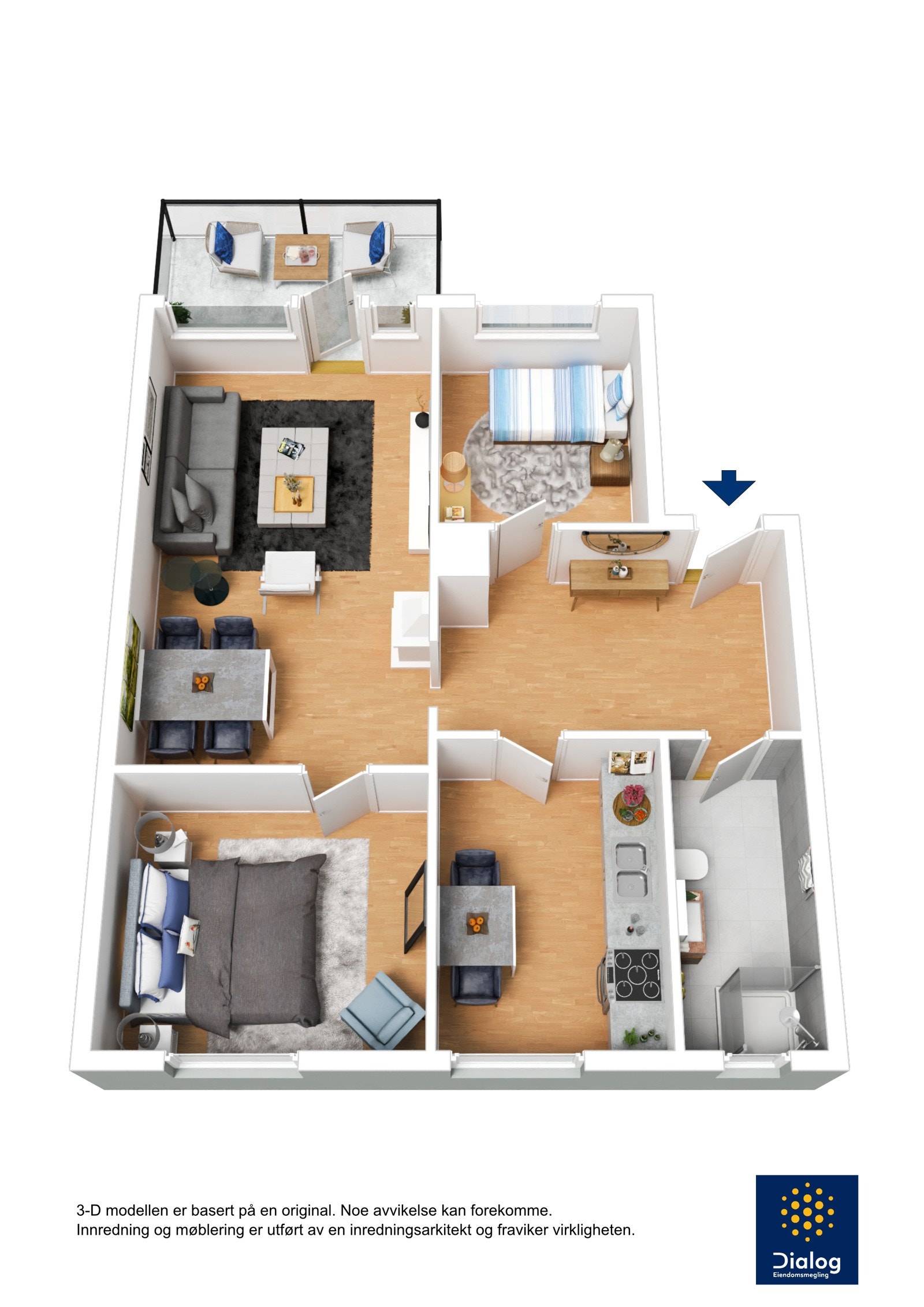 Her sees en planillustrasjon med møbleringsforslag Galleribilde