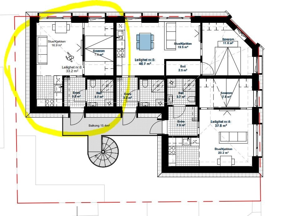Leiligheten ligger helt til venstre Galleribilde