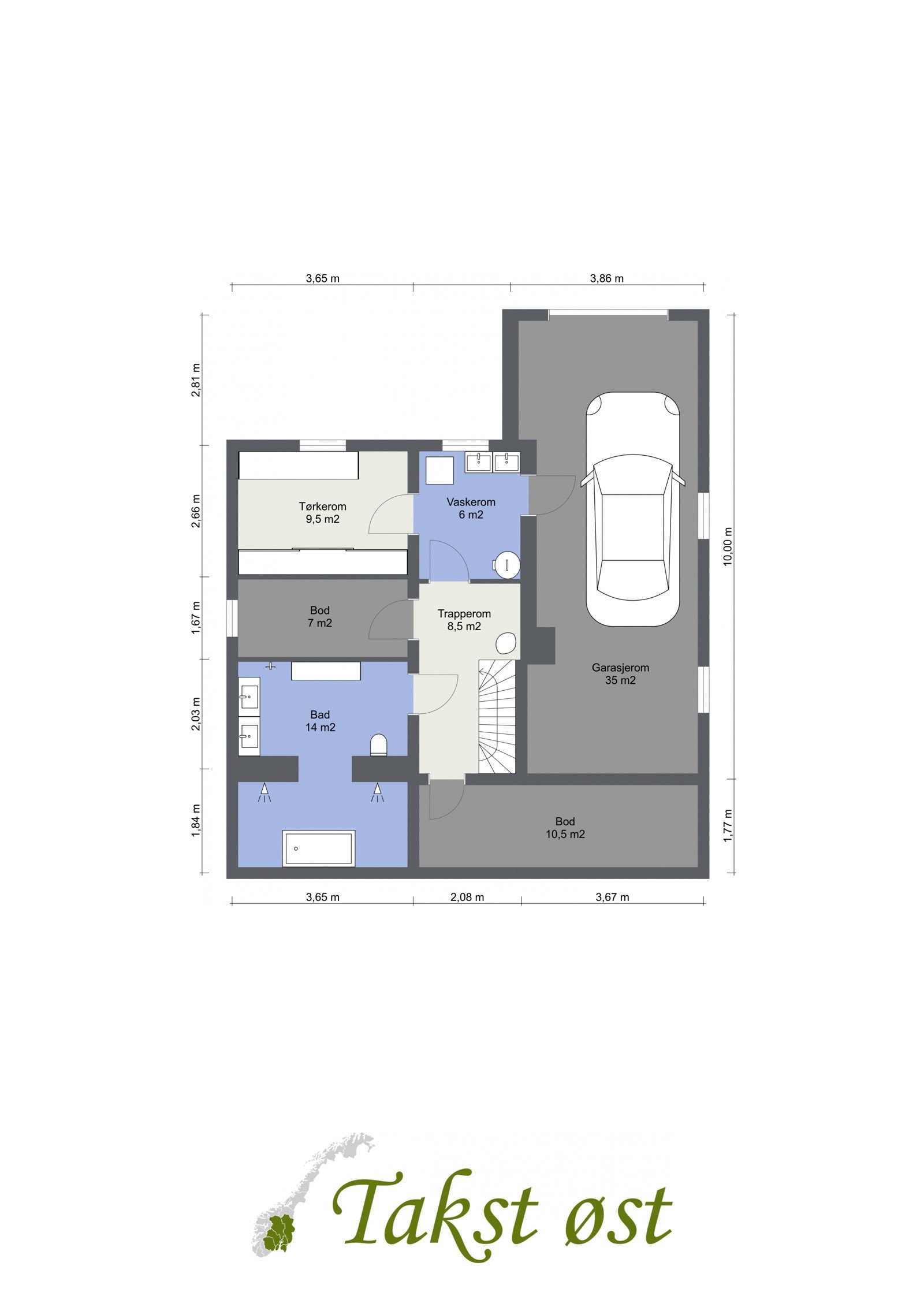 2-D plantegning kjeller. Galleribilde