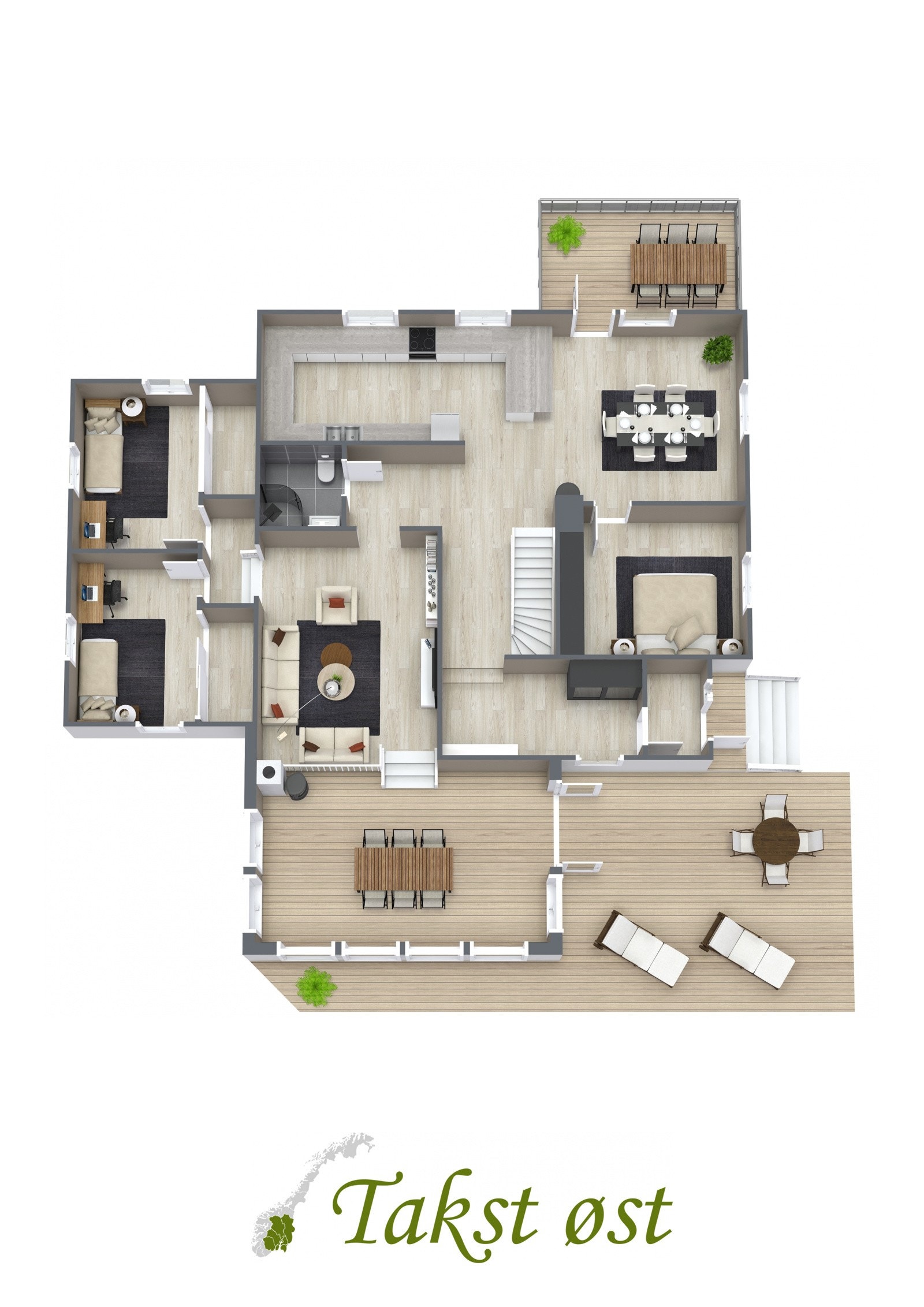 3-D plantegning 1. etasje. Galleribilde