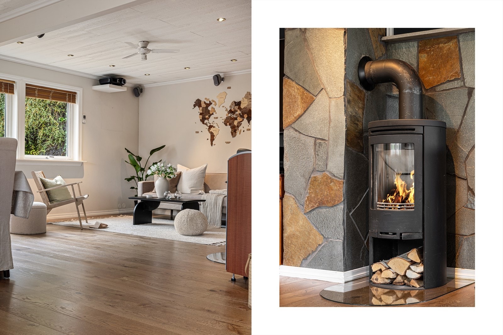 Peisovn i stue varmer godt på kalde dager. Galleribilde