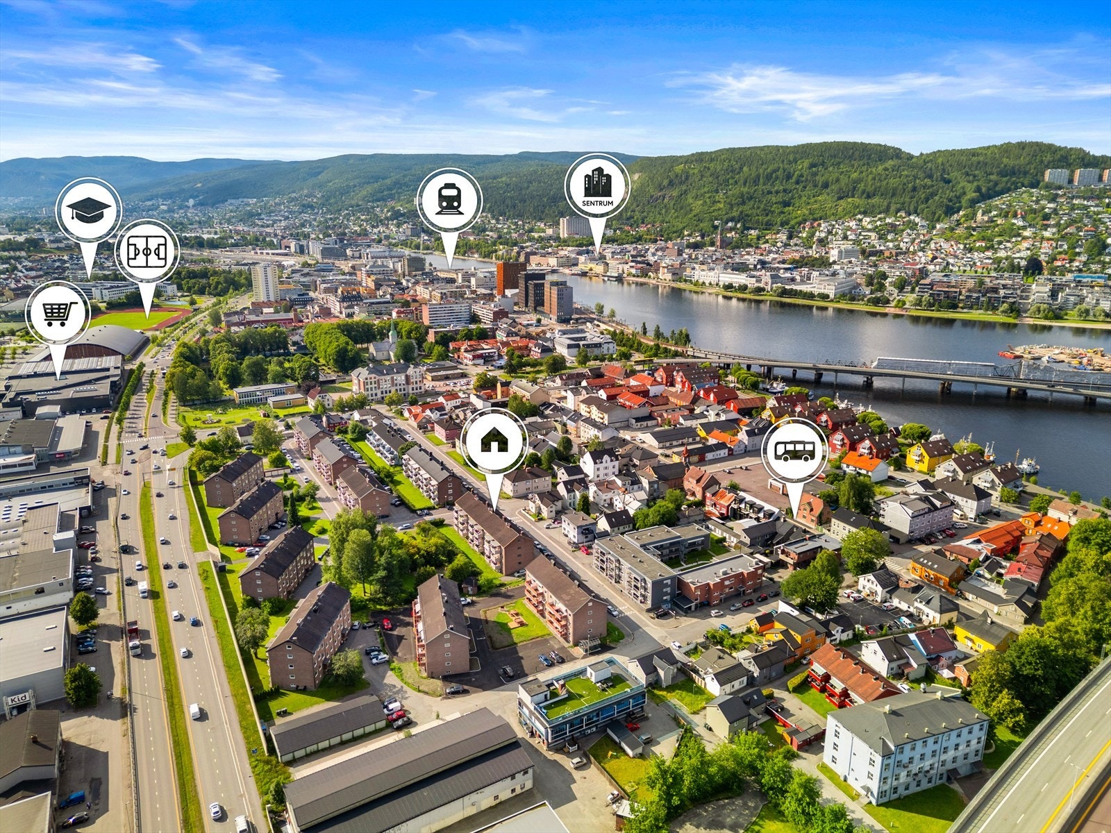 Sentral beliggenhet med gangavstand til alt av butikker og servicetilbud i Drammen sentrum Galleribilde