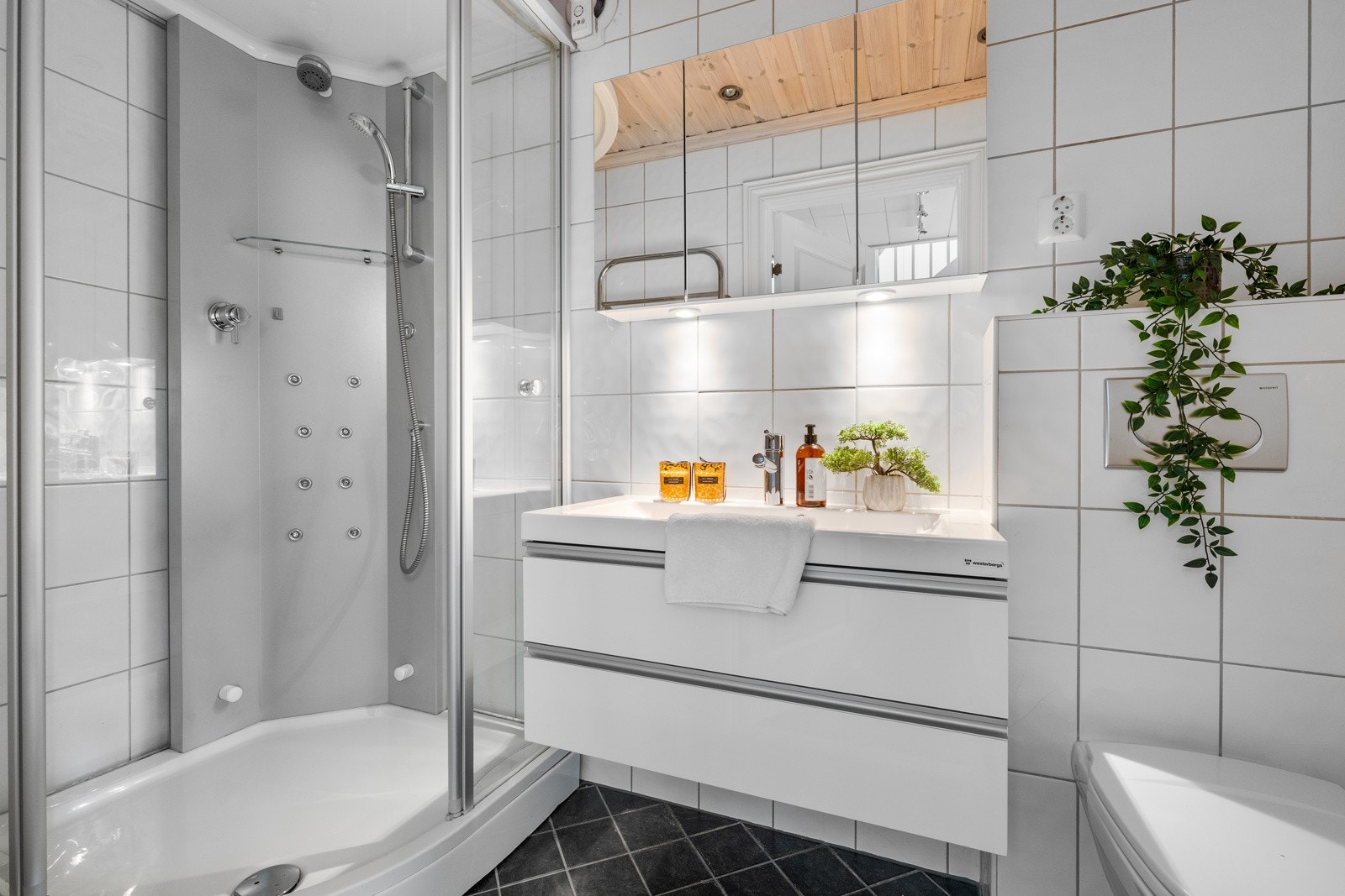 Badet er på 3,6 m² og har en innbydende steamdusj Galleribilde