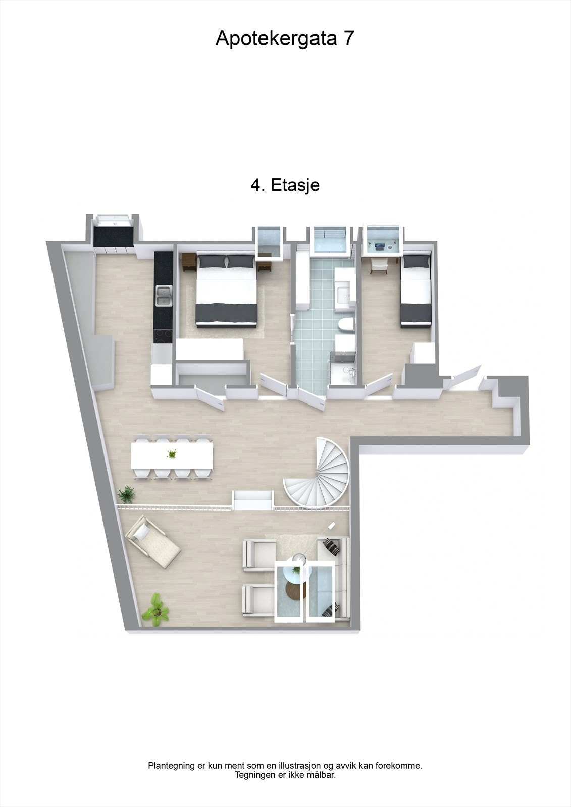 Plantegning- 3D - 4. Etasje Galleribilde