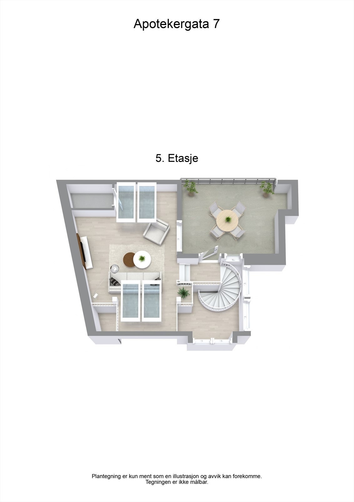 Plantegning - 3D - 5. Etasje Galleribilde