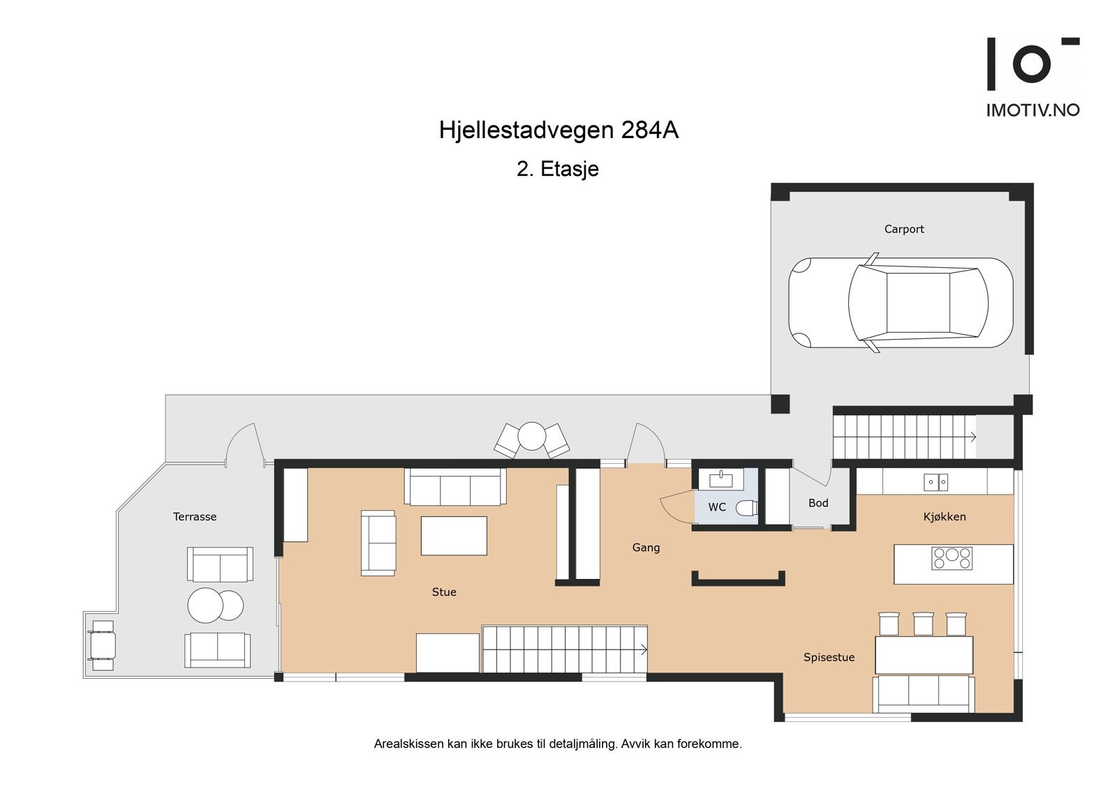 Planløsning førsteetasje - Praktisk hovedetasje med stue stue/kjøkkenløsning, gjestetoalett og bod som brukes til biinngang Galleribilde