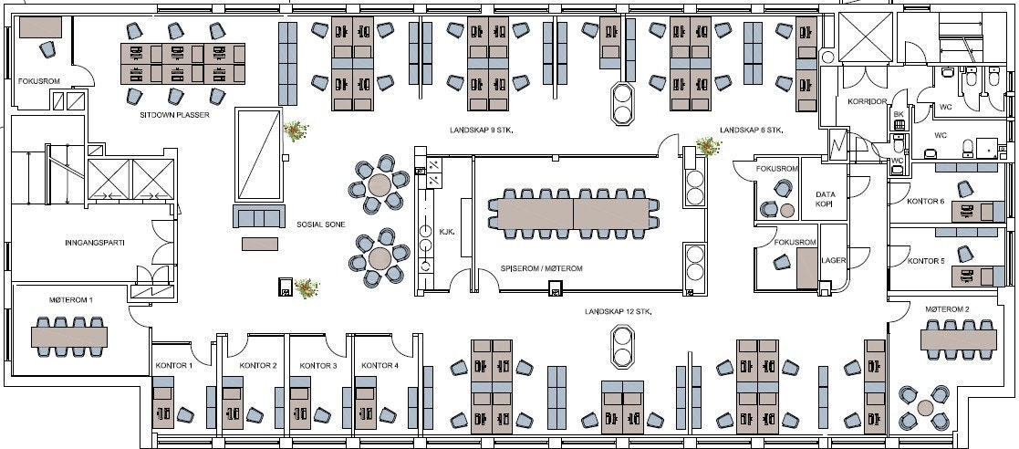 Skisse - mulig løsning - åpent landskap. Galleribilde